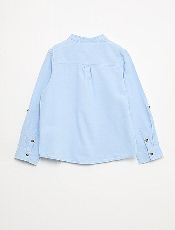 Chemise col mao en coton uni