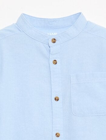 Chemise col mao en coton uni