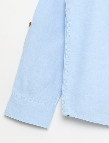 Chemise col mao en coton uni