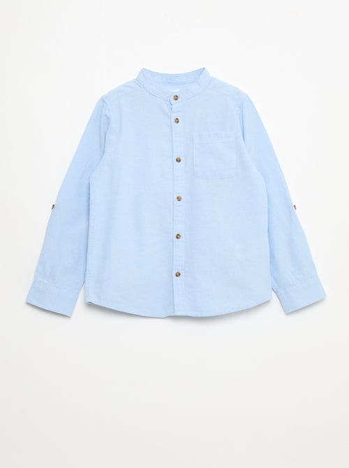 Chemise col mao en coton uni - Kiabi