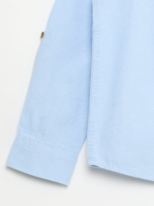 Chemise col mao en coton uni - Kiabi