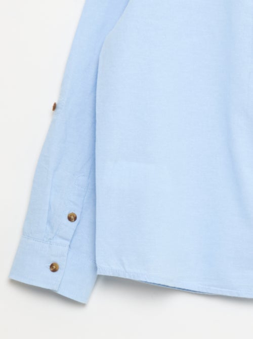 Chemise col mao en coton uni - Kiabi