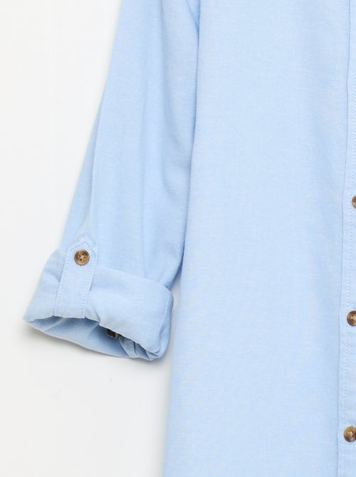 Chemise col mao en coton uni - Kiabi