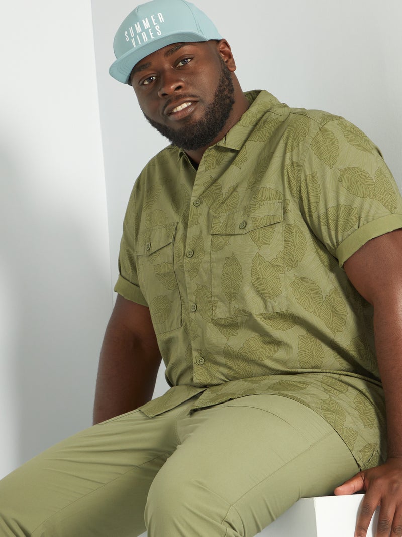 Chemise coton imprimé Kaki - Kiabi