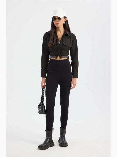 Chemise courte à col montant et poches avec ceinture hiccup - Kiabi