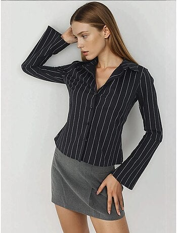 Chemise courte ajustée à rayures hiccup