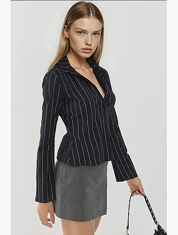 Chemise courte ajustée à rayures hiccup
