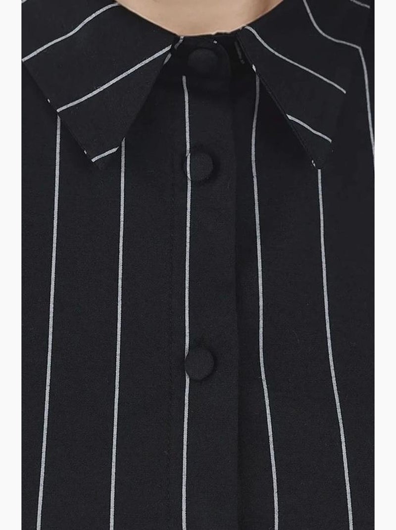 Chemise courte ajustée à rayures hiccup Noir - Kiabi