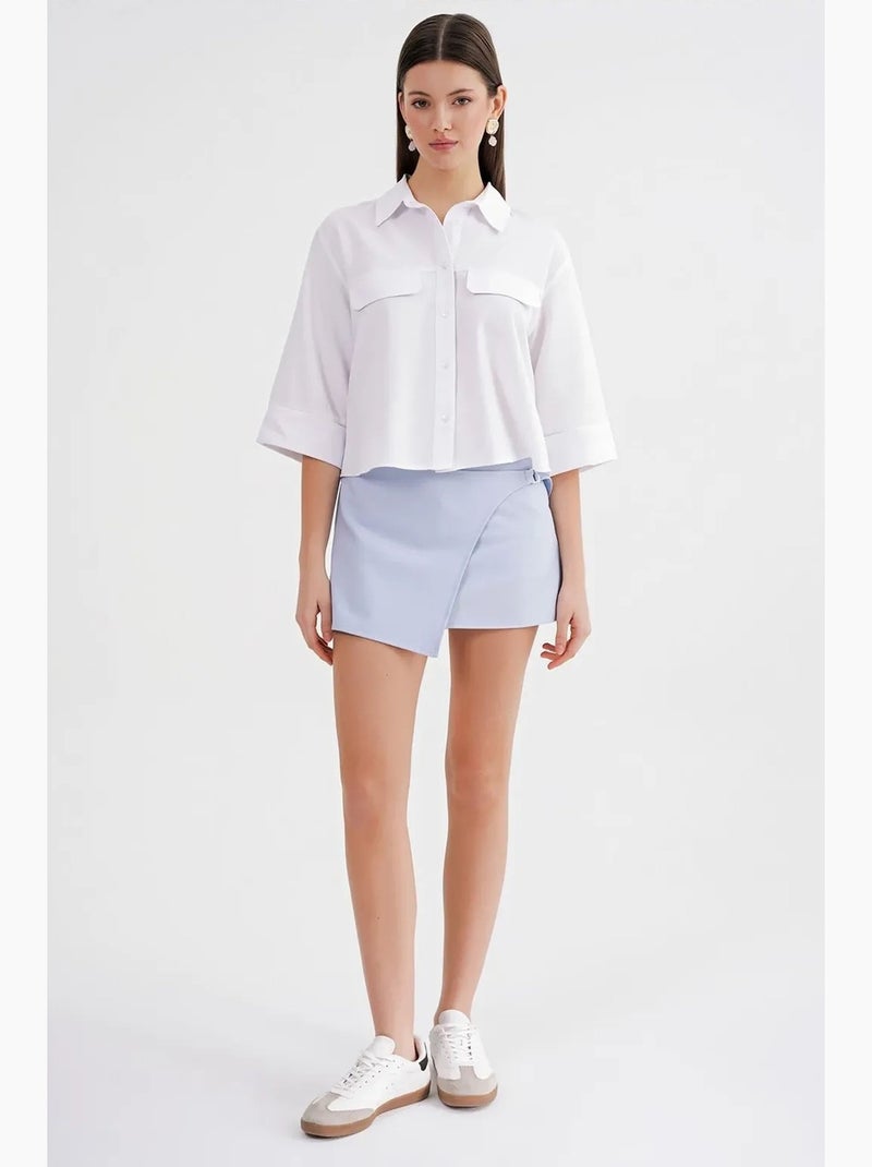 Chemise courte ample avec fermeture à boutons et poche mixray Blanc - Kiabi