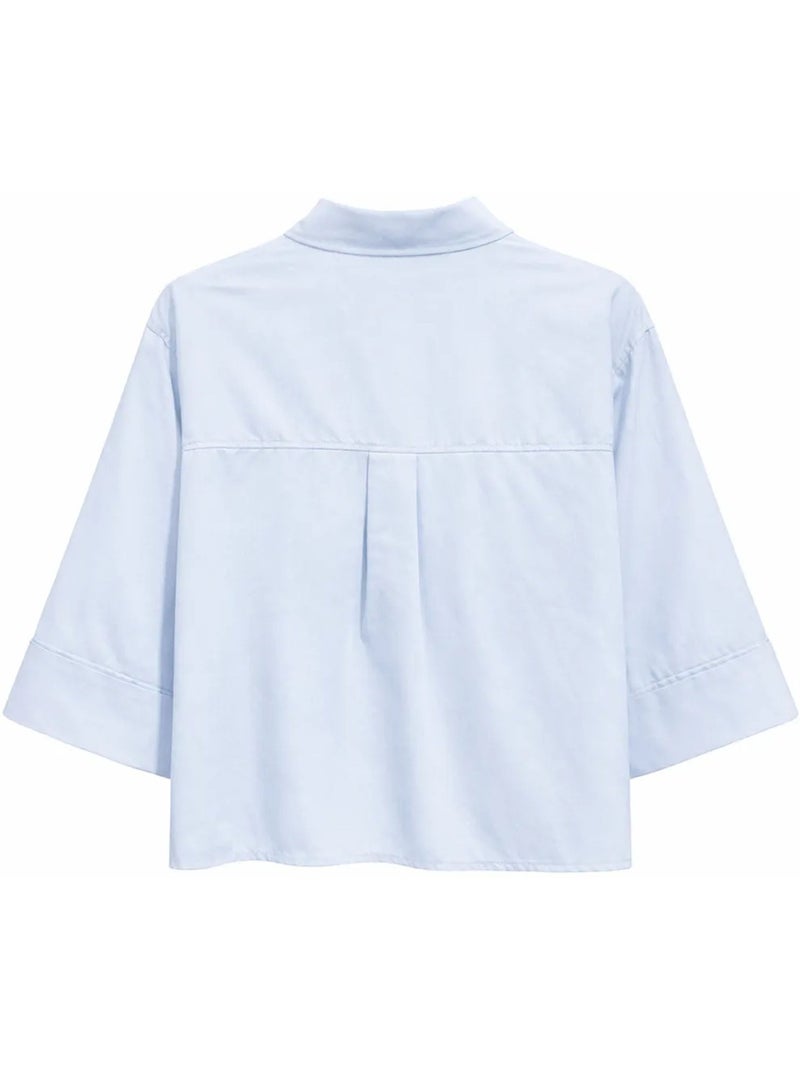 Chemise courte ample avec fermeture à boutons et poche mixray Bleu ciel - Kiabi