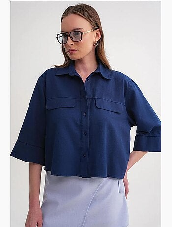 Chemise courte ample avec fermeture à boutons et poche mixray