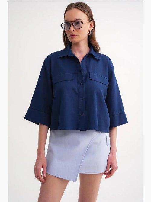 Chemise courte ample avec fermeture à boutons et poche mixray - Kiabi