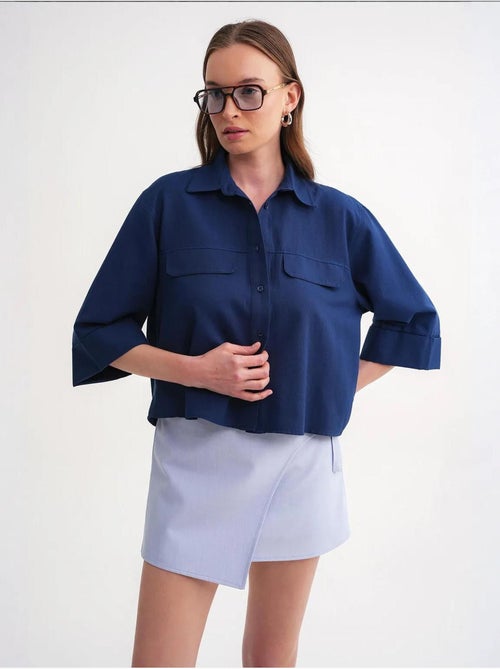 Chemise courte ample avec fermeture à boutons et poche mixray - Kiabi