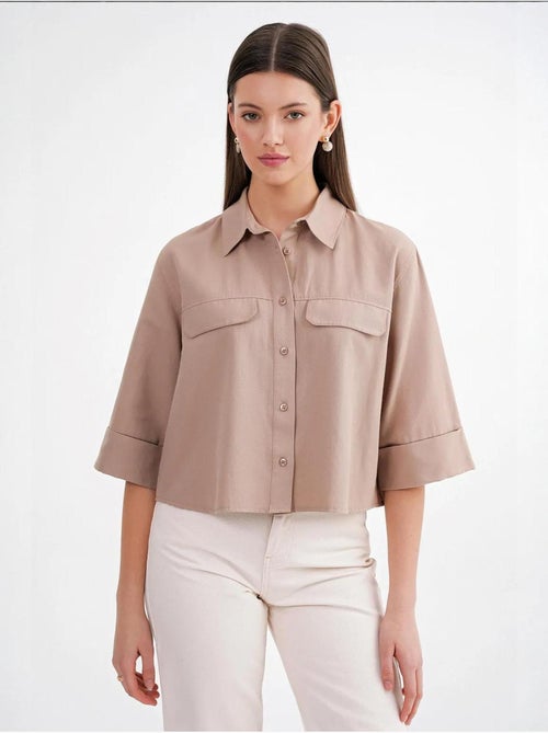Chemise courte ample avec fermeture à boutons et poche mixray - Kiabi