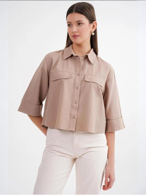 Chemise courte ample avec fermeture à boutons et poche mixray - Kiabi