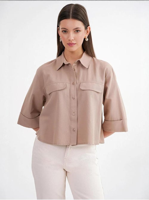 Chemise courte ample avec fermeture à boutons et poche mixray - Kiabi