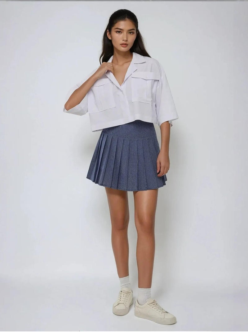 Chemise courte avec détail de poche Blanc - Kiabi