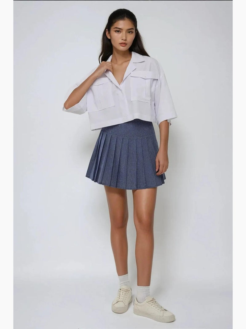 Chemise courte avec détail de poche hiccup Blanc - Kiabi