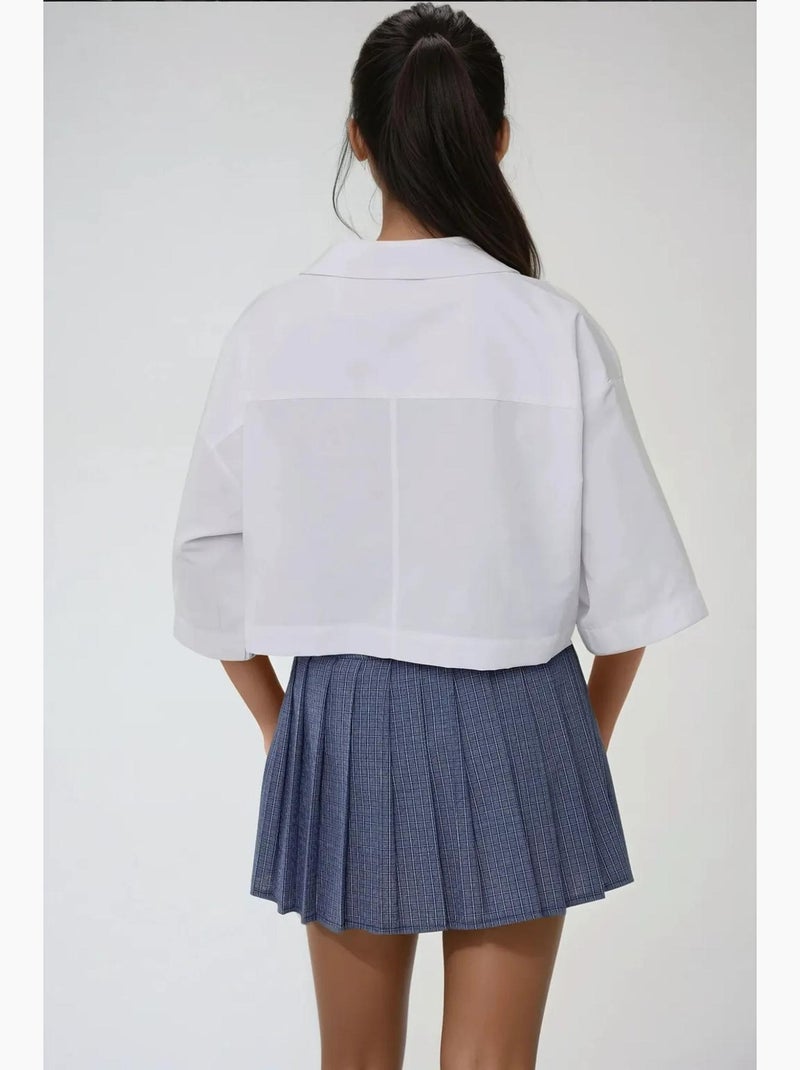 Chemise courte avec détail de poche hiccup Blanc - Kiabi