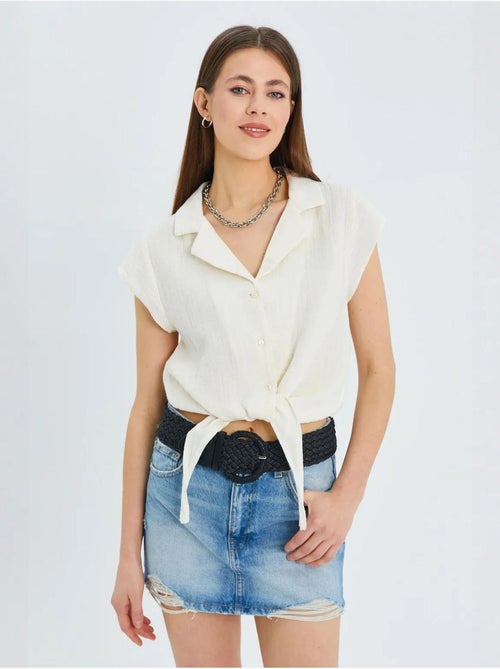 Chemise courte avec détail nœud mixray - Kiabi
