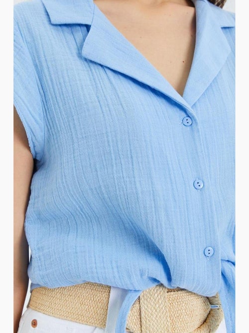 Chemise courte avec détail nœud mixray - Kiabi