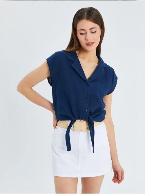 Chemise courte avec détail nœud mixray - Kiabi
