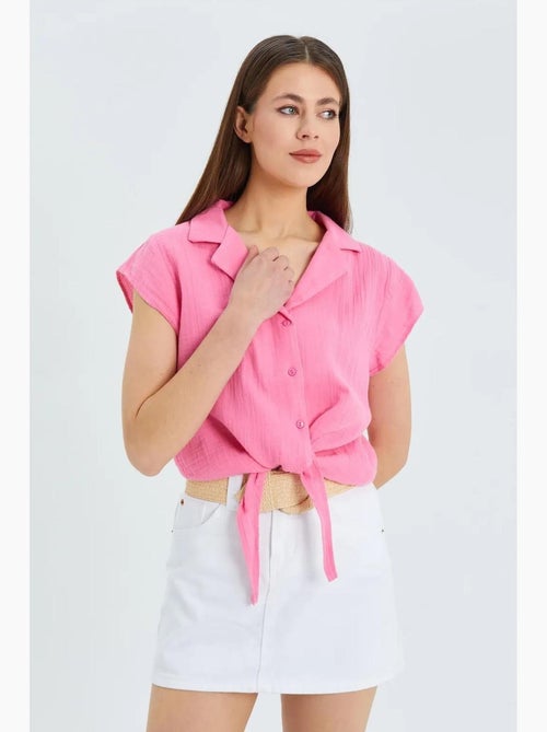 Chemise courte avec détail nœud mixray - Kiabi