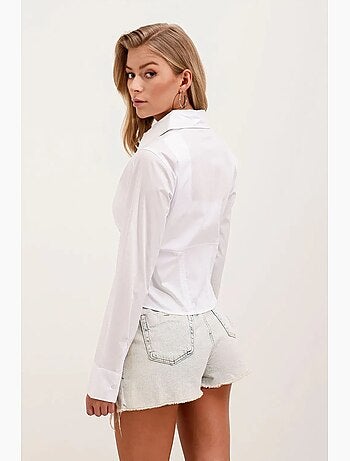 Chemise courte boutonnée en popeline ajustée bdart