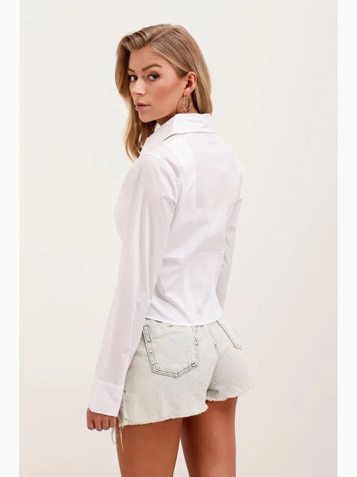 Chemise courte boutonnée en popeline ajustée bdart - Kiabi Chemise courte boutonnée en popeline ajustée bdart - Kiabi