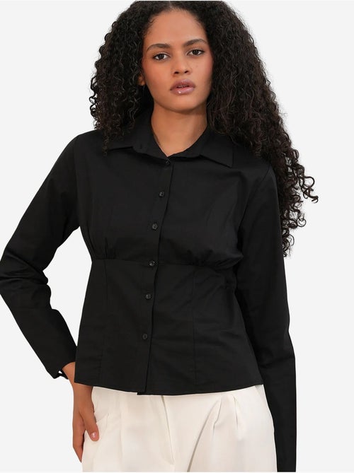 Chemise courte boutonnée en popeline ajustée bdart - Kiabi Chemise courte boutonnée en popeline ajustée bdart - Kiabi