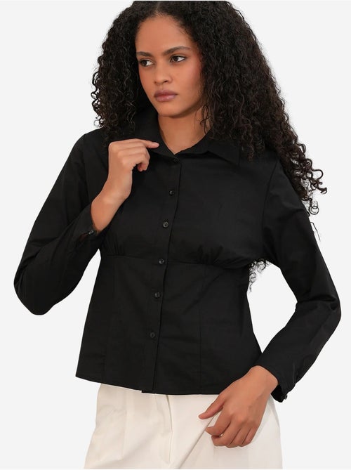 Chemise courte boutonnée en popeline ajustée bdart - Kiabi Chemise courte boutonnée en popeline ajustée bdart - Kiabi