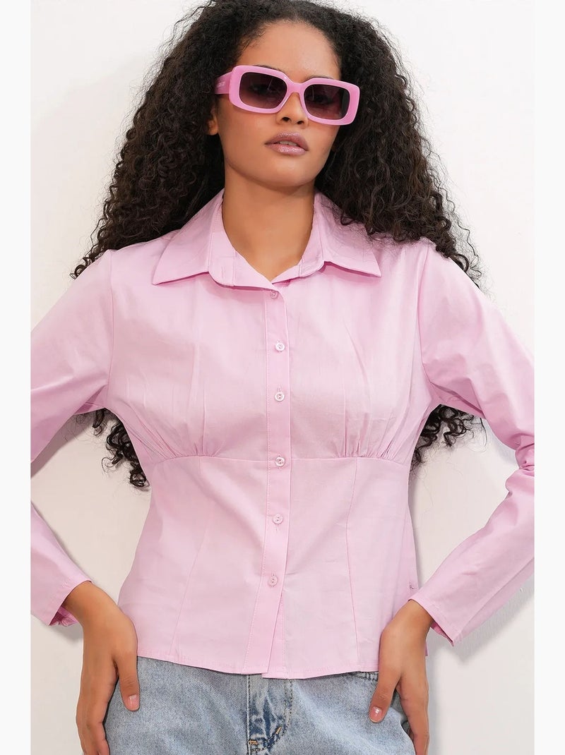 Chemise courte boutonnée en popeline ajustée bdart Rose clair - Kiabi