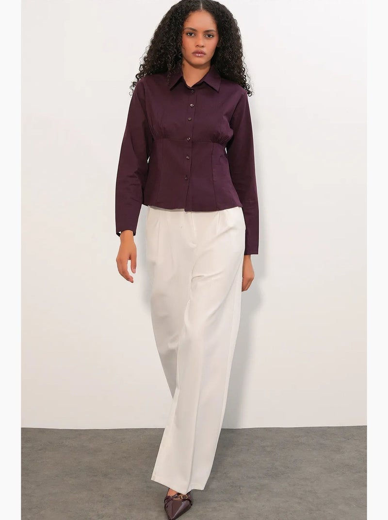 Chemise courte boutonnée en popeline ajustée bdart Rouge bordeaux - Kiabi