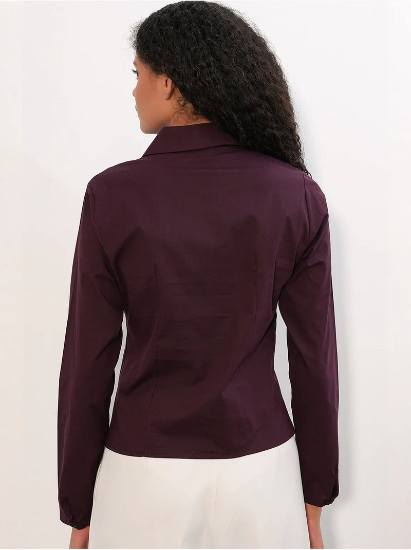 Chemise courte boutonnée en popeline ajustée bdart Rouge bordeaux - Kiabi