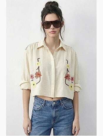 Chemise courte brodée avec fermeture boutonnée lucci