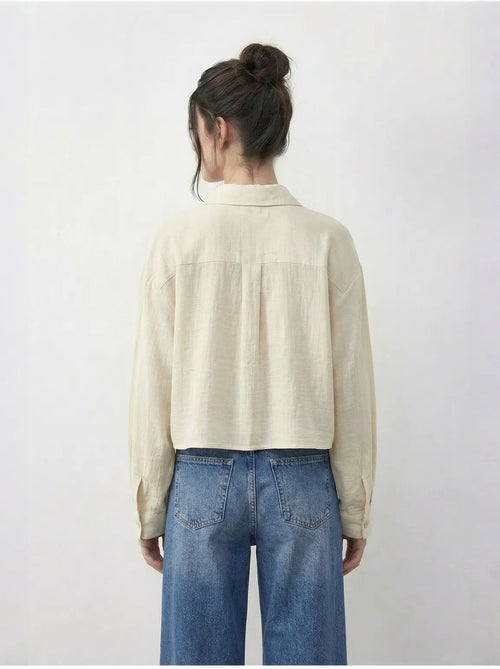 Chemise courte brodée avec fermeture boutonnée lucci - Kiabi