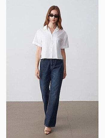 Chemise courte en popeline de coton pour femme dilvin