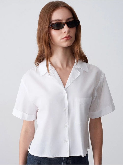 Chemise courte en popeline de coton pour femme dilvin - Kiabi