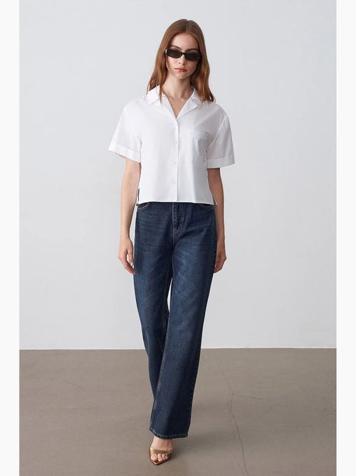 Chemise courte en popeline de coton pour femme dilvin - Kiabi