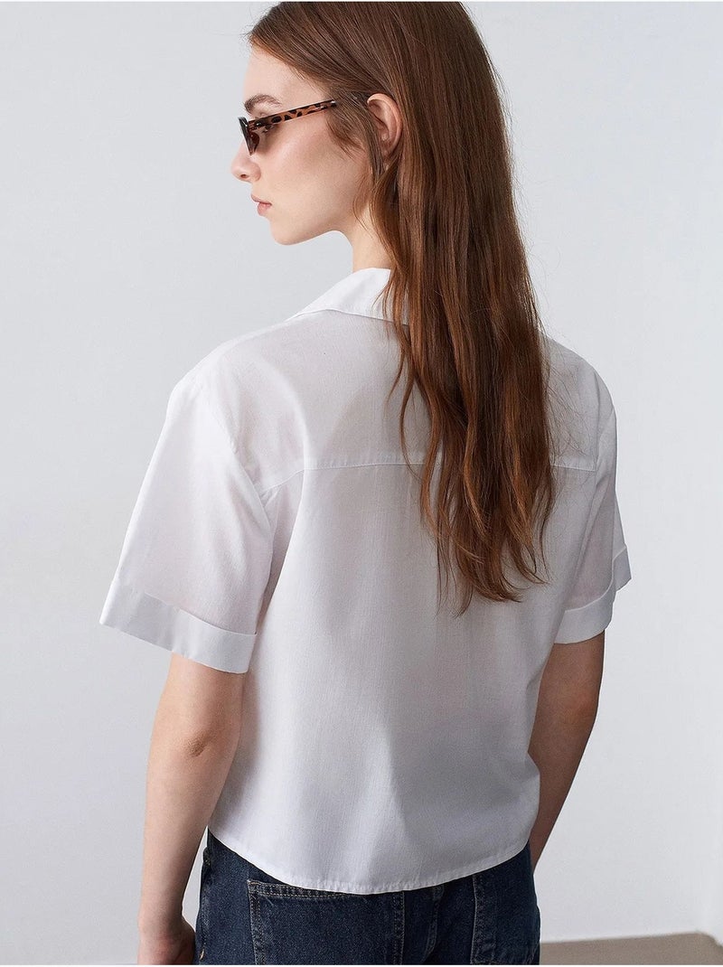 Chemise courte en popeline de coton pour femme dilvin Blanc - Kiabi