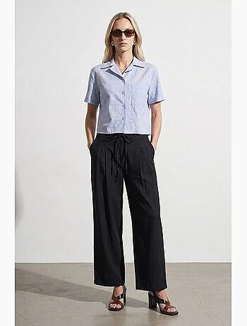 Chemise courte en popeline de coton pour femme dilvin