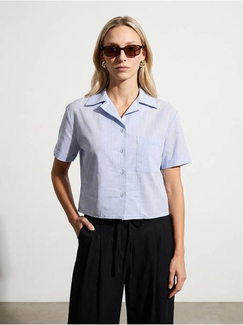 Chemise courte en popeline de coton pour femme dilvin - Kiabi