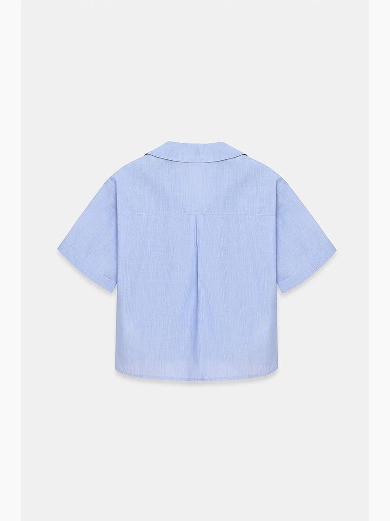 Chemise courte en popeline de coton pour femme dilvin Bleu ciel - Kiabi