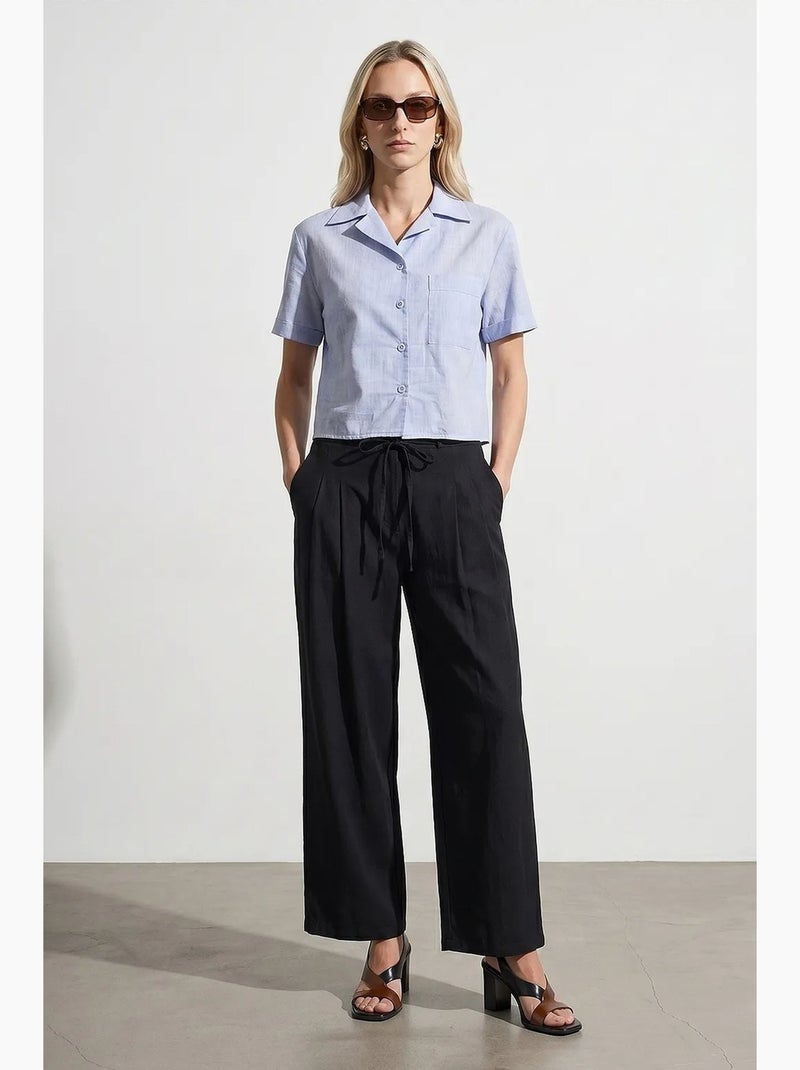 Chemise courte en popeline de coton pour femme dilvin Bleu ciel - Kiabi