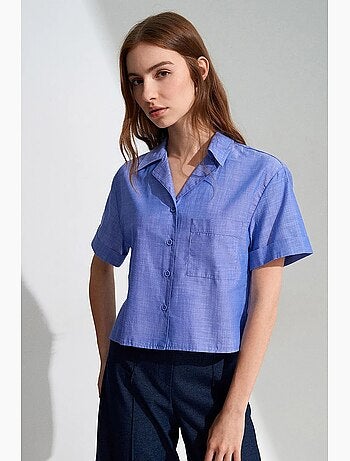 Chemise courte en popeline de coton pour femme dilvin
