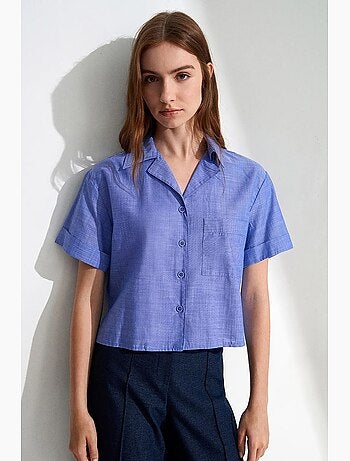 Chemise courte en popeline de coton pour femme dilvin