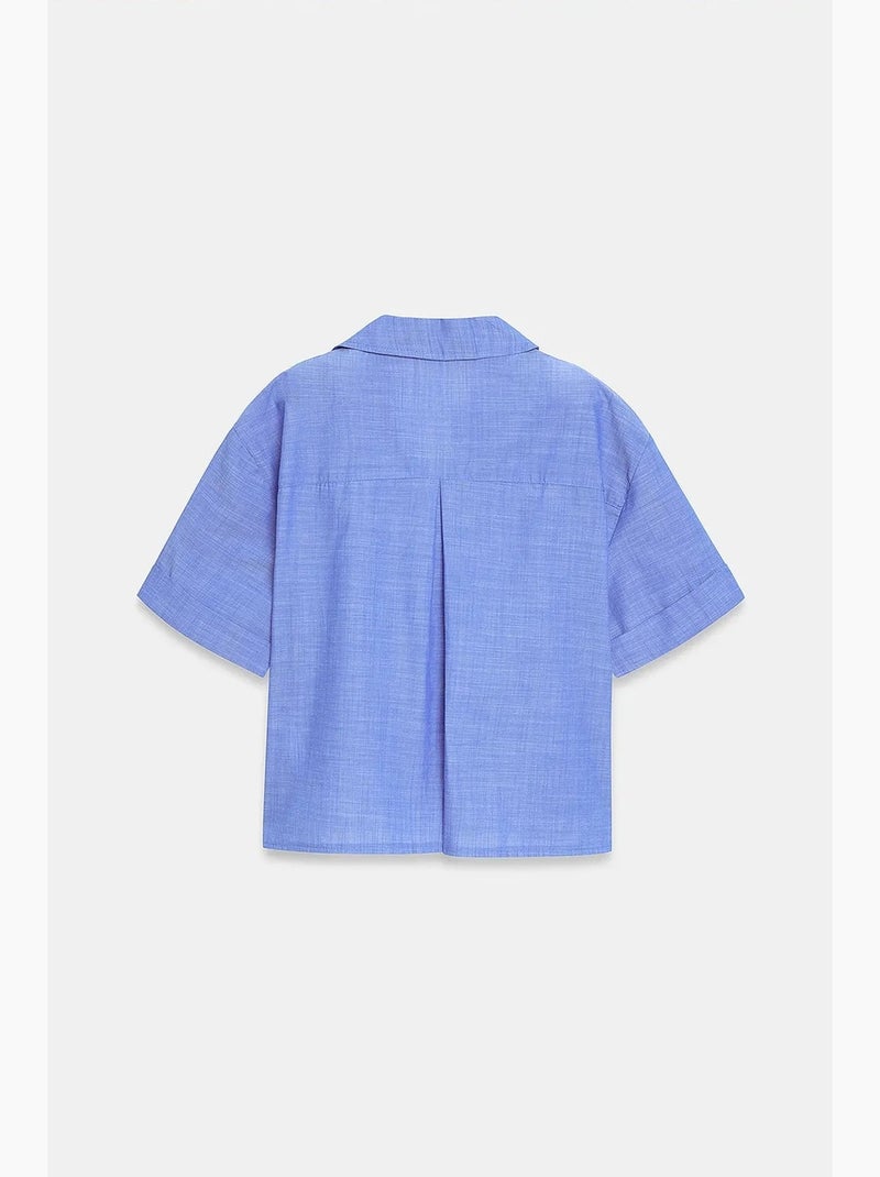 Chemise courte en popeline de coton pour femme dilvin Bleu pastel - Kiabi