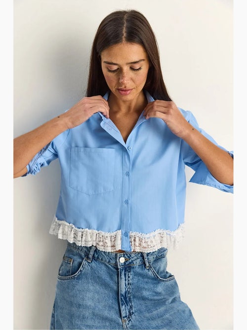 Chemise courte en popeline femme lucci - Kiabi