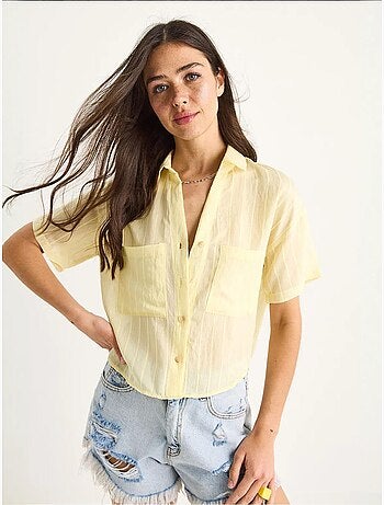 Chemise courte en viscose à rayures avec double poche lucci