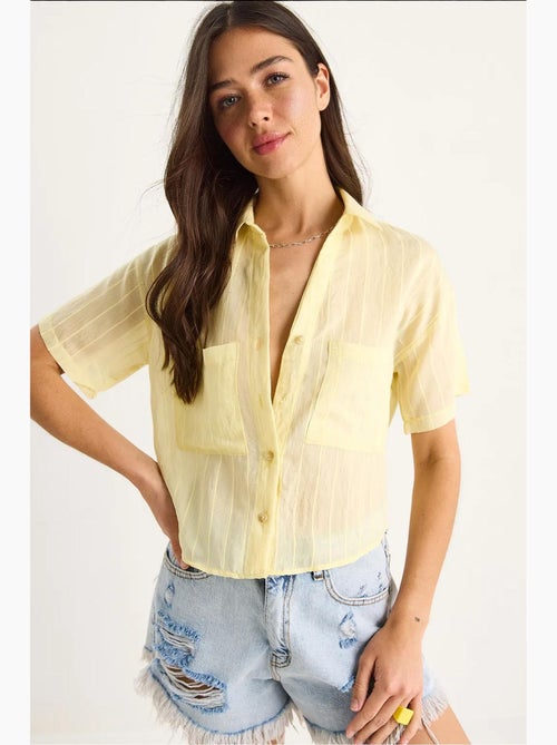 Chemise courte en viscose à rayures avec double poche lucci - Kiabi